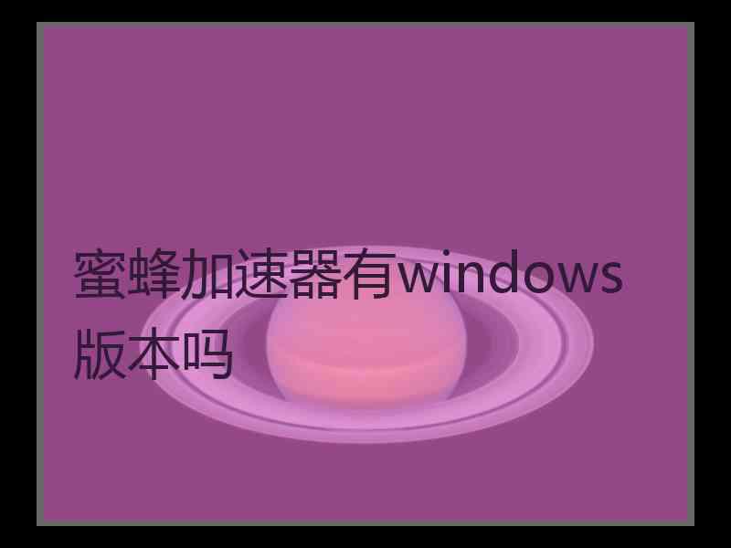 蜜蜂加速器有windows版本吗