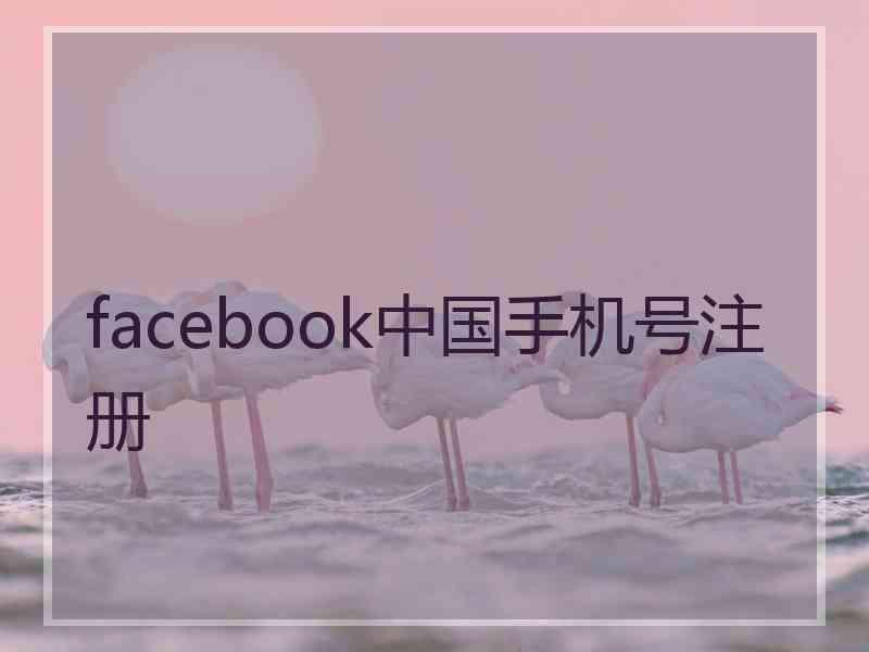 facebook中国手机号注册