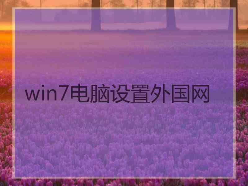 win7电脑设置外国网